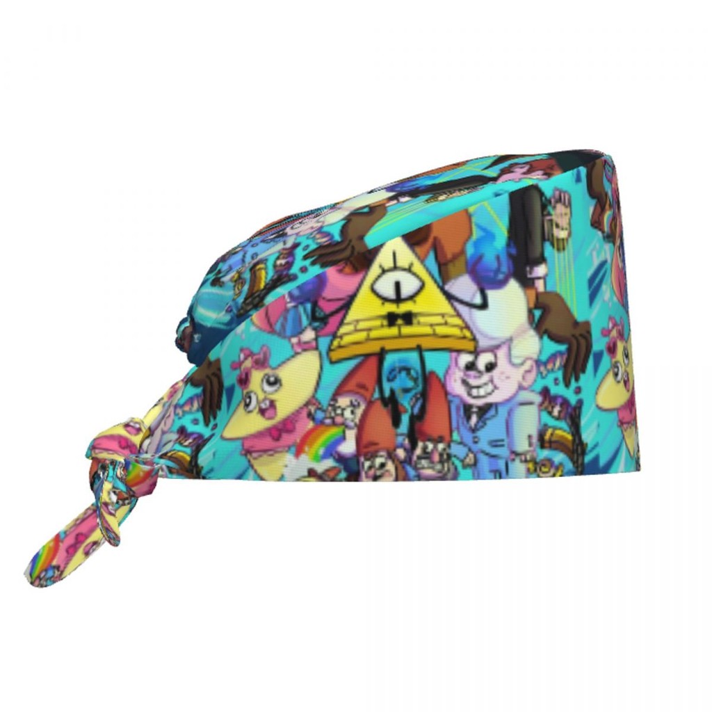 Custom Funny Anime Gravity Falls Scrubs Cap Surgical Hats Women Men Operating Room Cap Operator Hats