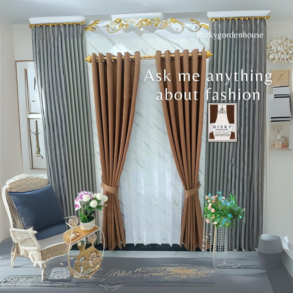 Gorden jendela | Gorden blackout import warna coklat | Gorden ruang tamu | Gorden pintu kamar | Gord