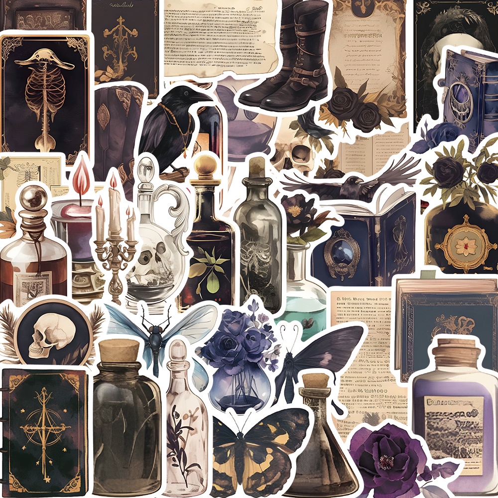 

50pcs Dark Aesthetic Diary Stickers Graffiti Horrible Decals For Phone Laptop Skateboard Suitcase Guitar Waterproof Sticker