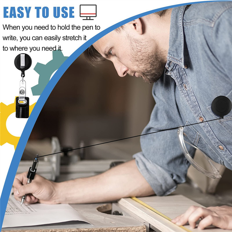 

10Pc Retractable Pull Pen Pencil Holder Lanyard Leather Portable Pen Badge Reel Clip For Carpenter Pencil Nurses Teacher-A68E