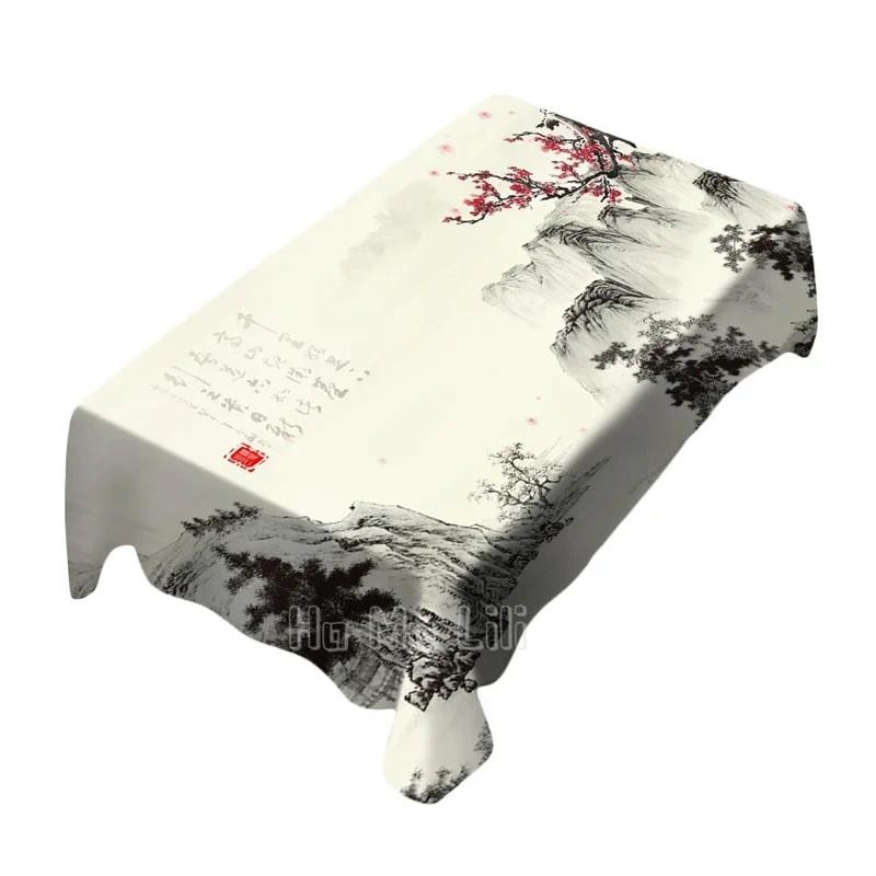 

Chinese Landscape Painting Tablecloth Art Indoor And Outdoor Unique Design