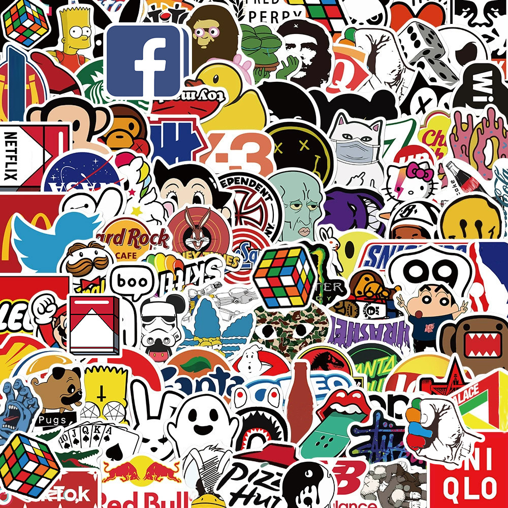 

50/100Pcs Fashion Cool Brand Logo Stickers Laptop Motorcycle Phone Car Skateboard Decal Classic Sticker Aesthetic Kids Toy