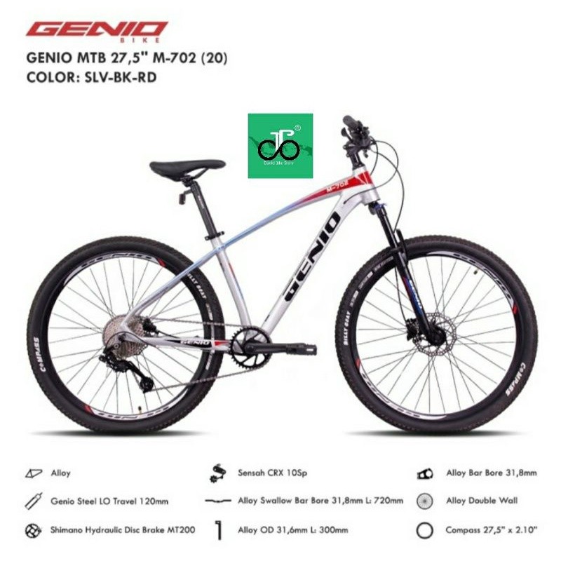 Sepeda MTB 27.5" Genio M702 (M-702) NEW (Frame alloy, 10spd, rem hydrolic)