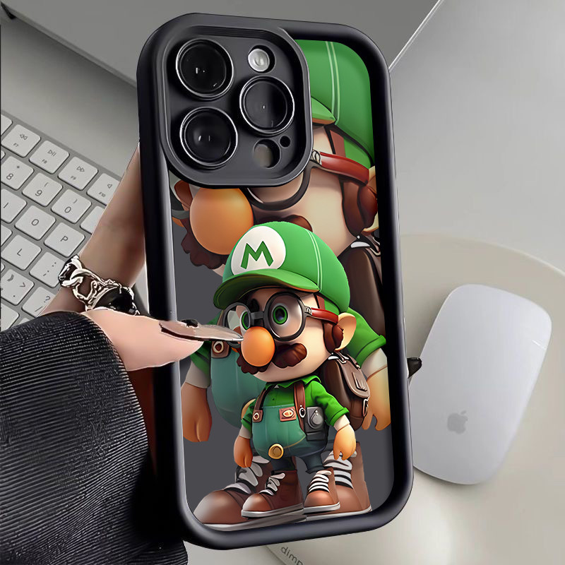 Mario hijau Casing Untuk IPhone 16 11 15 13 14 12 Pro Max 7Plus 8Plus SE 2020 XR X XS Max 16 7 8 6S 