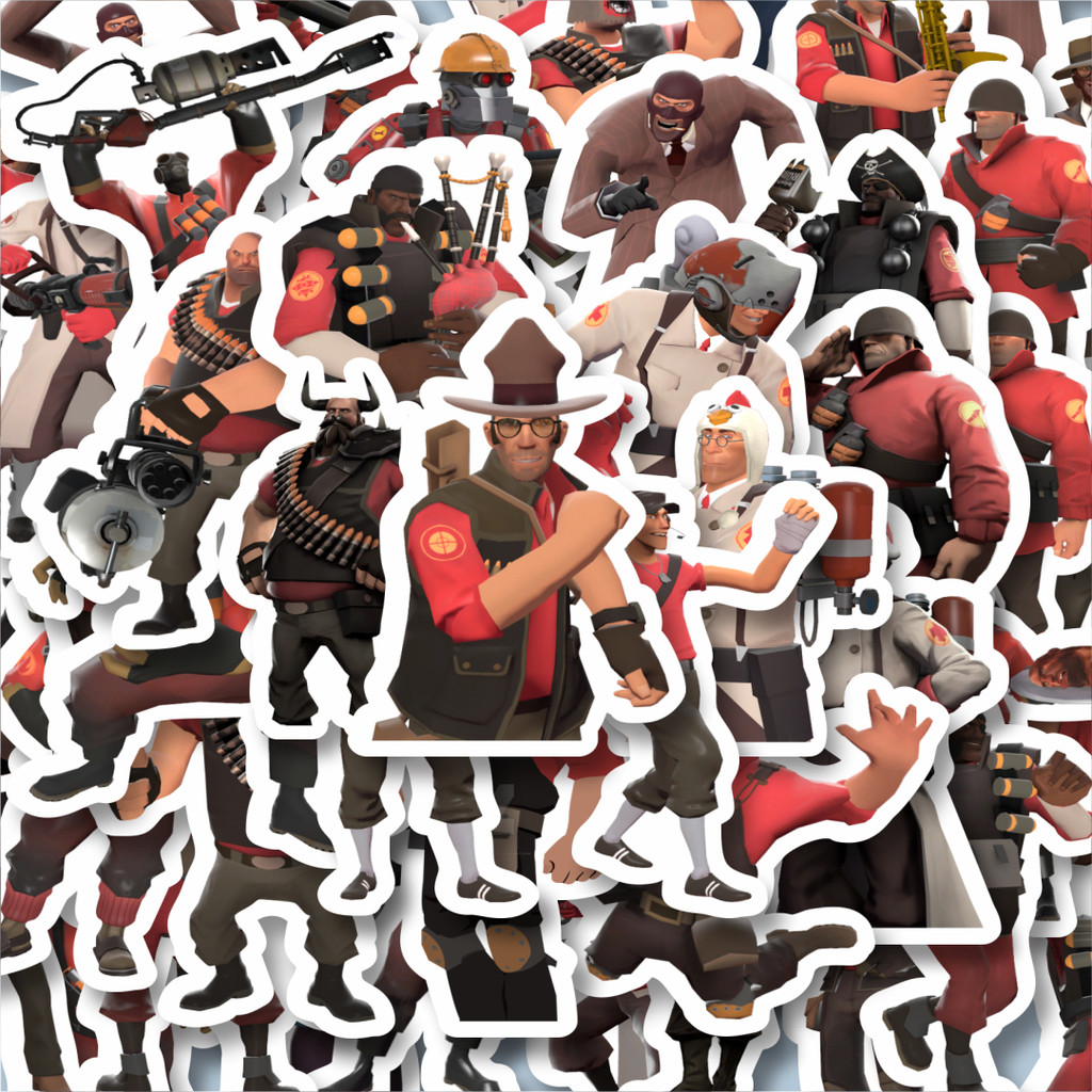 

100PCS Lucu Stiker Game Series Team Fortres Character V1 Stiker Aesthetic Stiker Anti Air Stikers Berperekat Waterproof sticker decal buat Motor Helm Buku Journal Koper Casing HP Laptop Botol Minum Hadiah anak