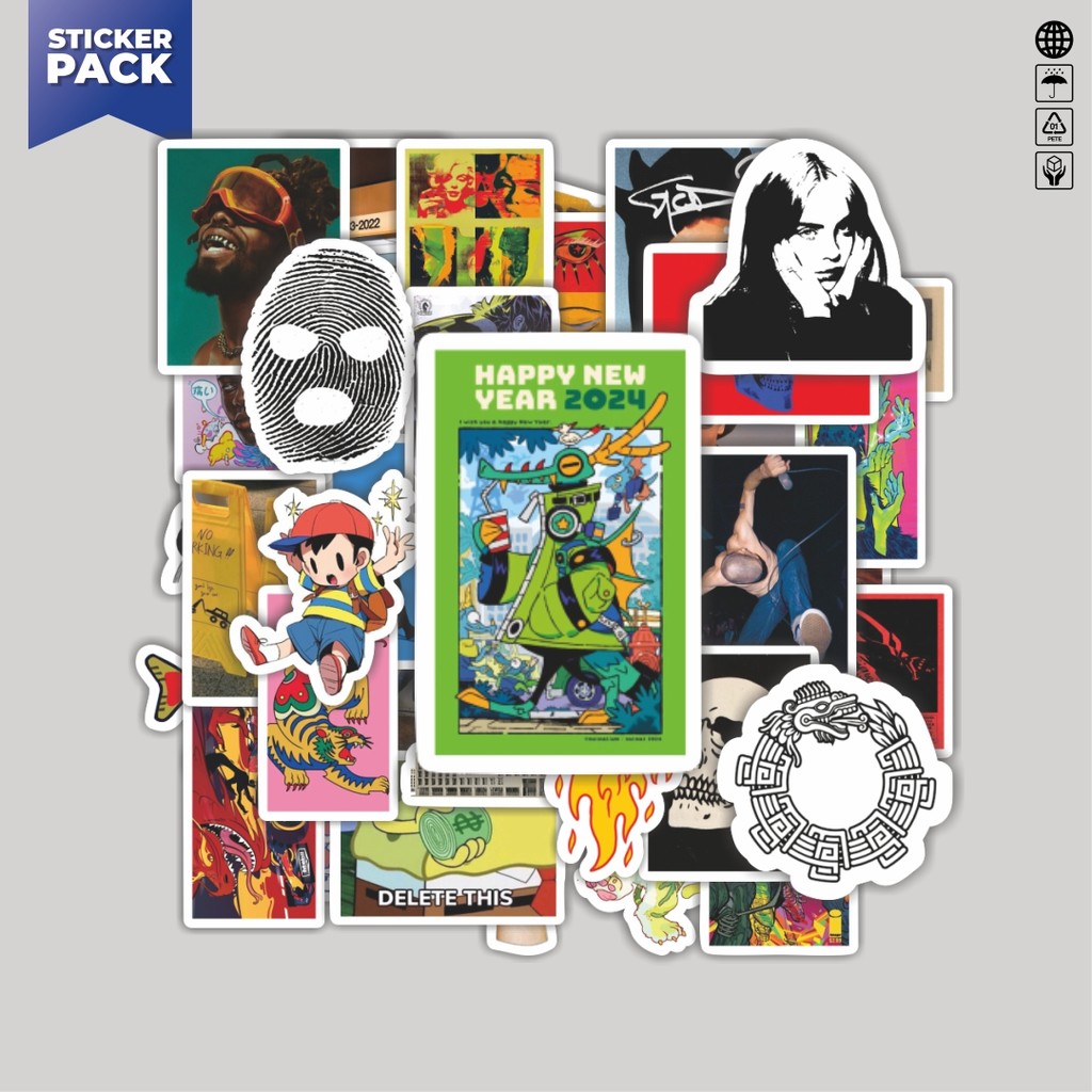 

[100PCS]Stiker Pack Stiker Random V12 Aesthetic Vinyl Anti Air Dekorasi Sticker Laptop Buku Journal Koper Helm Casing HP Gitar Helm Skateboard