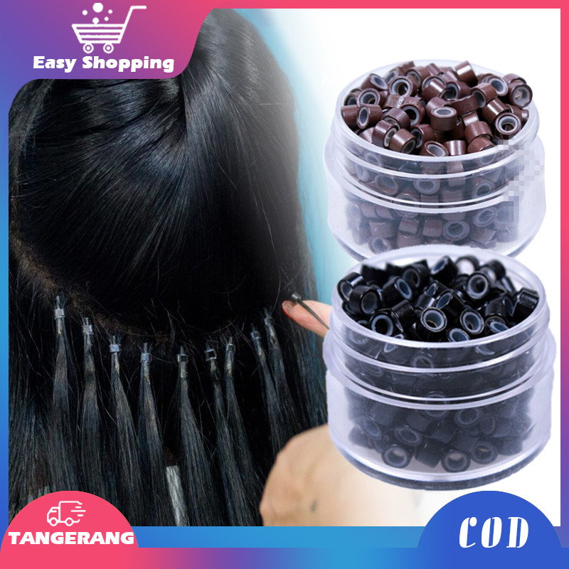 Ring Rambut Sambung 500pcs Ring Hair Extension Bahan Silikon Sambung Rambut Ukuran Besar Jumbo Drat