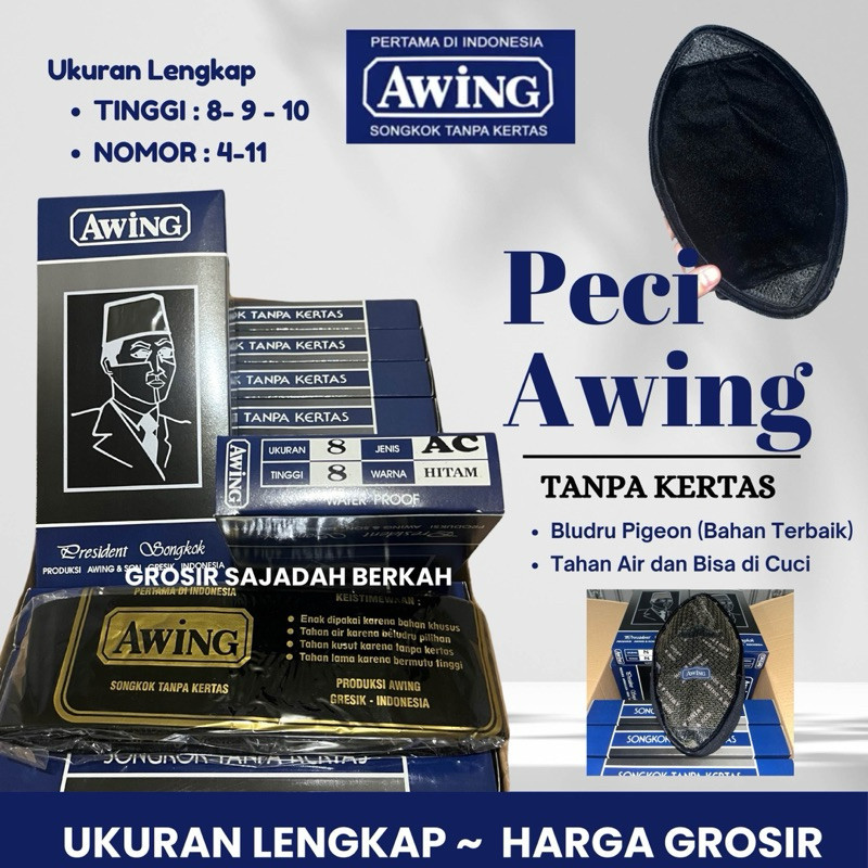 Songkok Awing AC Tinggi 8,9,10 Original Produk | Kopyah Awing | Peci Awing | Songkok Awing