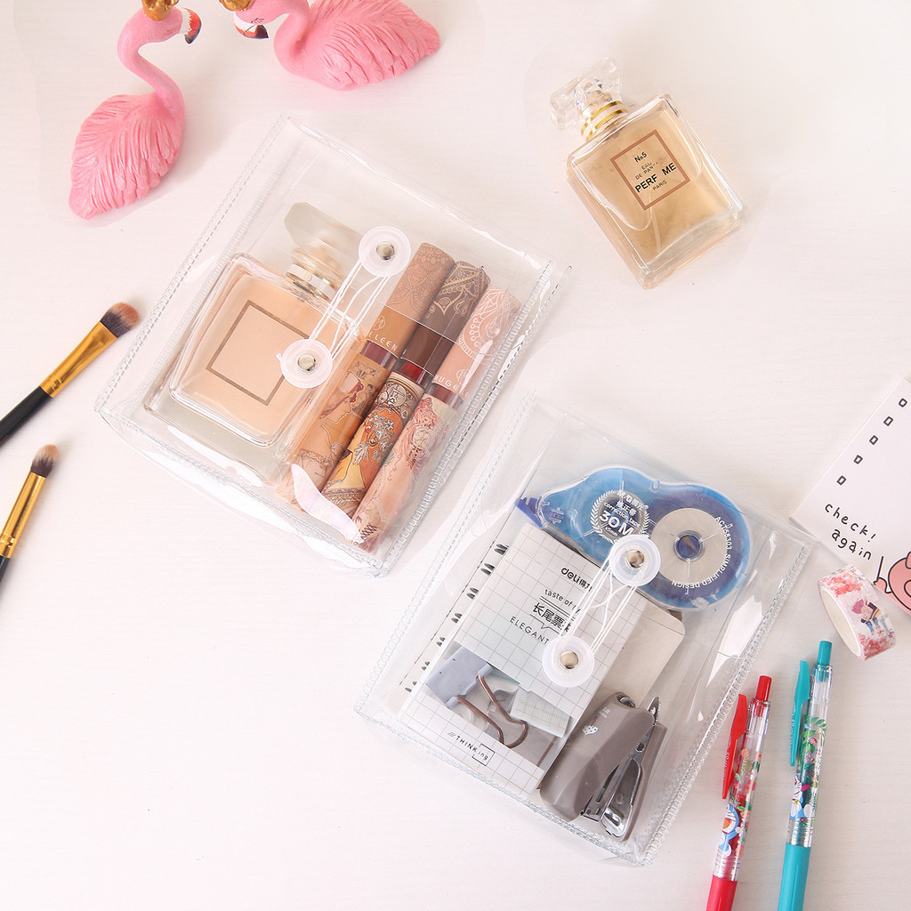 

Ready-Tas Penyimpanan Transparan Pvc /Tas Penyimpanan Kosmetik Tahan Debu Dan Tahan Air/Pouch Make Up Aksesoris Wanita Serbaguna/Tas Pvc Storage Transparan Penyimpanan Alat Tulis