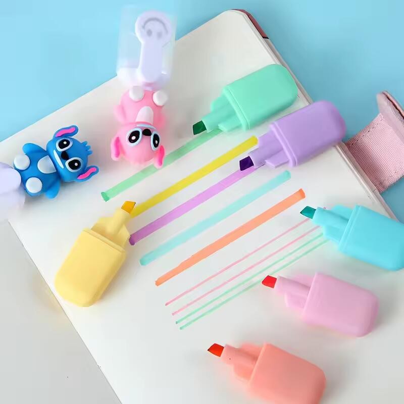 

Disney Stitch Bagged Mini Highlighter 6pcs Lilo & Stitch Cartoon 6color Diy Handbook Pen Cute Student Marker Stationery Gift
