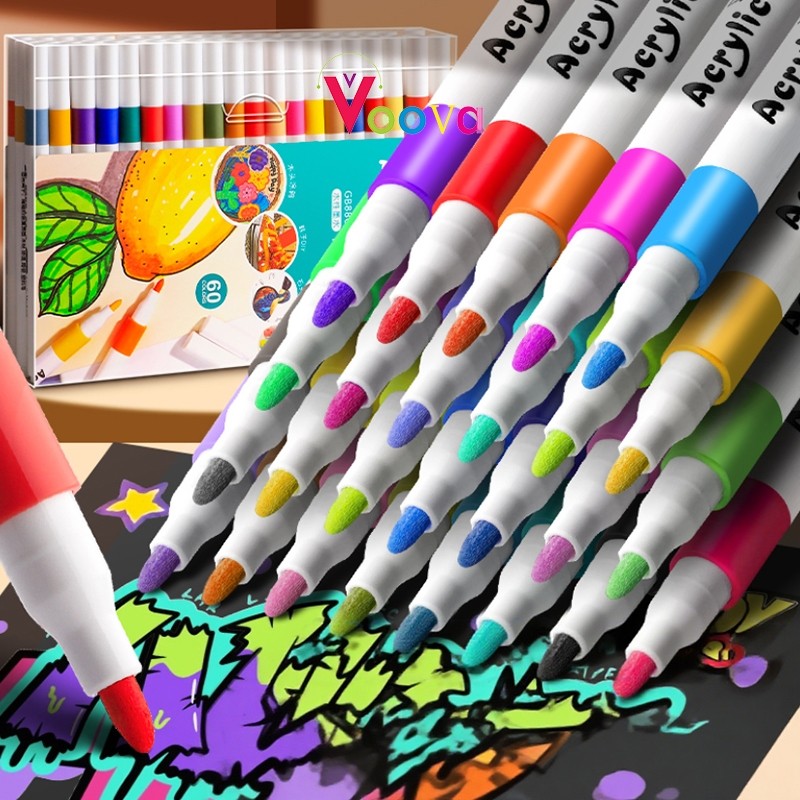 

VOOVA Spidol Marker/ Spidol Warna Lengkap/ Isi 12-80 pcs Pen Akrilik Marker/ Cepat Kering Tahan Air/DIY Painting Spidol Pastel Pulpen Drawing Warna/ Acrylic Marker