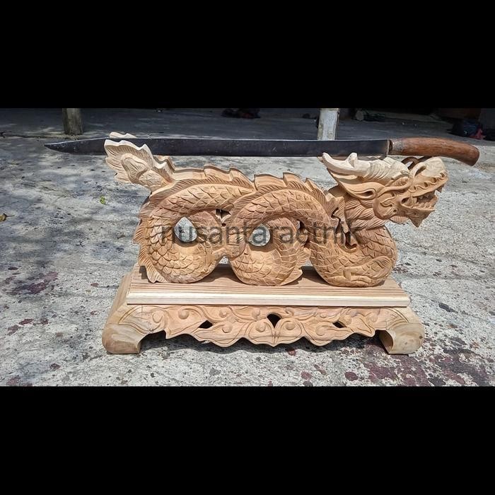 Stand Jagrak Katana Kayu Jati Mentahan Ukir Naga