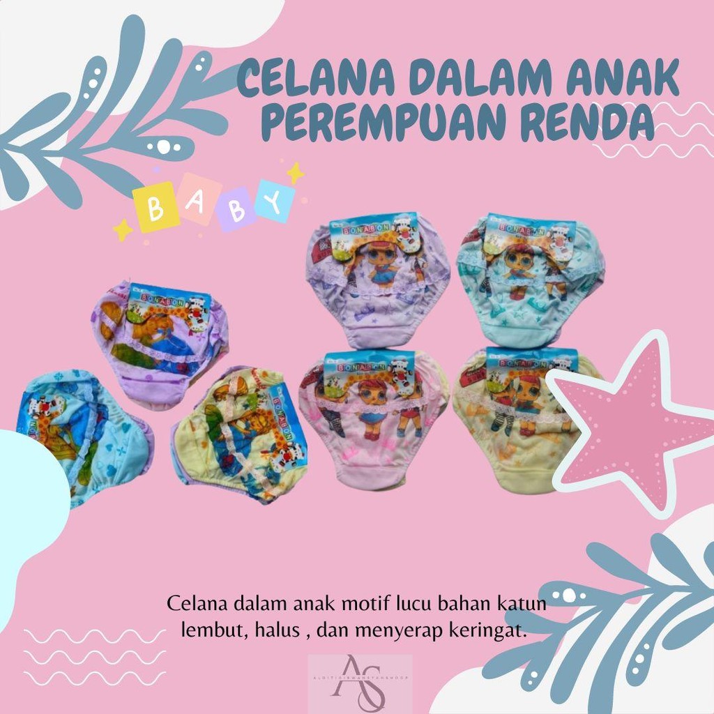 OBRAL Celana Dalam Anak Perempuan Renda Bunga Sempak CD Anak Perempuan Lusinan Murah COD