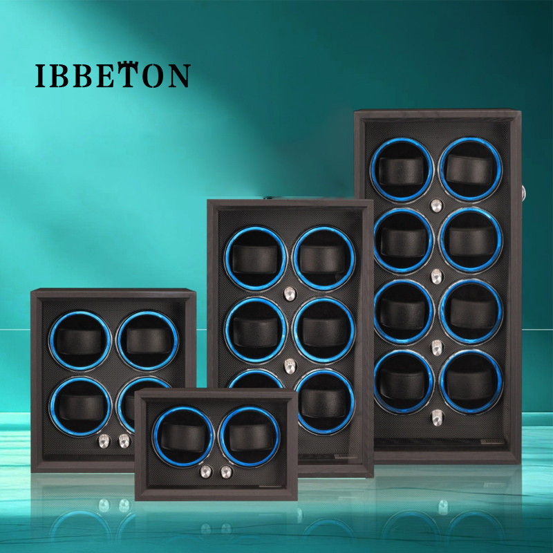 IBBETON Watch Winder Box Automatic 1/2/4/6 slot Black Wood Watch Box watch display box Storage box