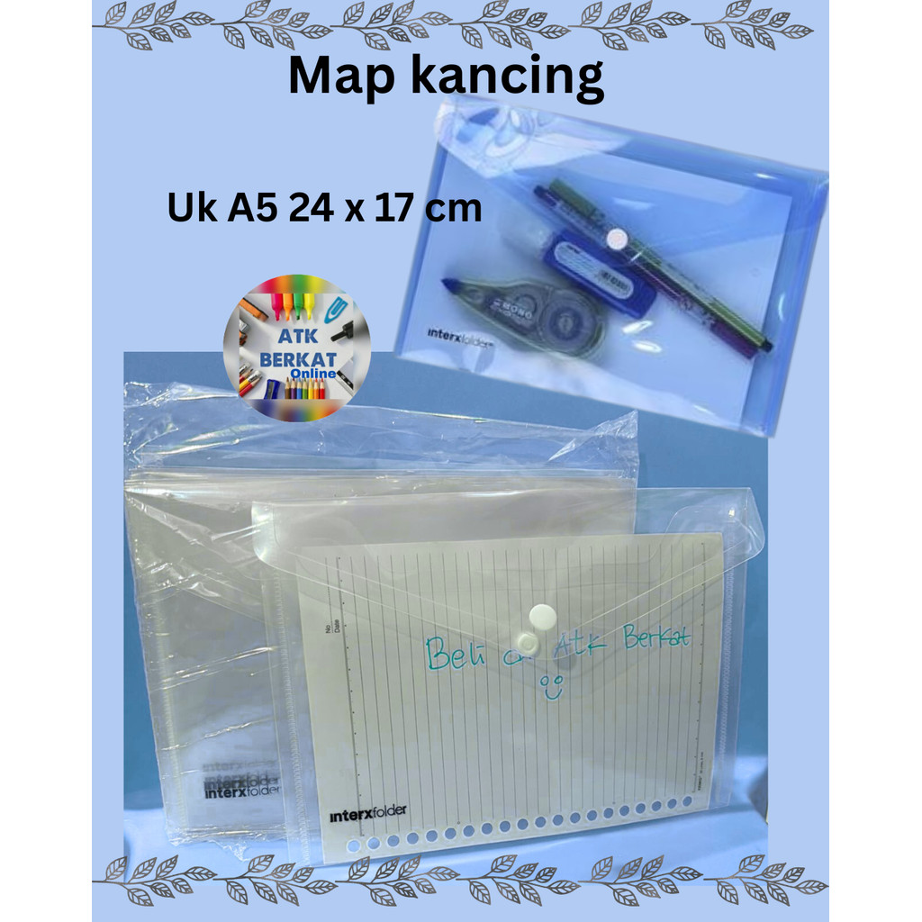 

MAP PLASTIK kancing uk A5 24 x 17 cm