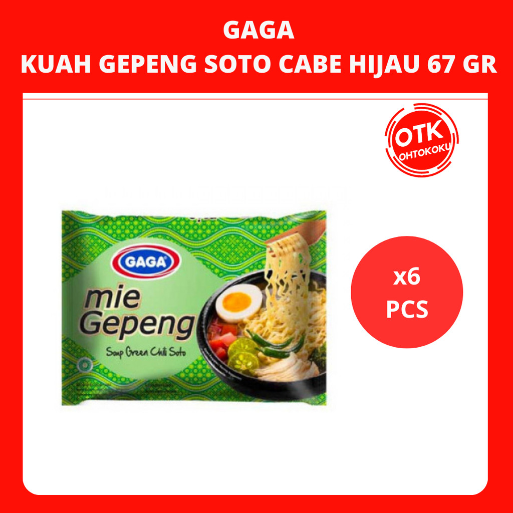 

Gaga Gepeng Mie Instan Kuah Soto Cabe Hijau 67 gr x 6 pcs