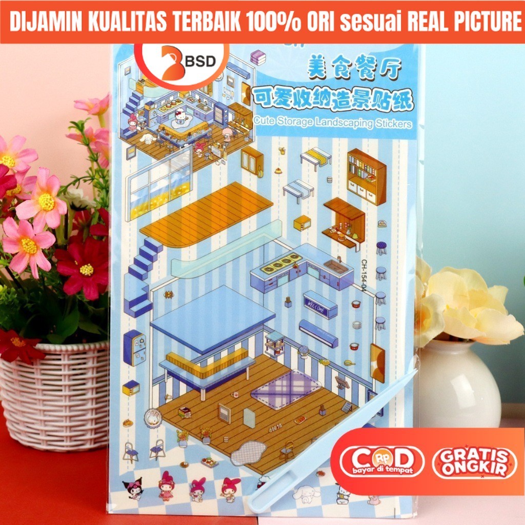 

BSD Mainan Puzzle Sticker Rumah Rumahan Kuromi DIY 3D Edukasi Anak Perempuan KKV 9 7 5 4 3 2 Tahun