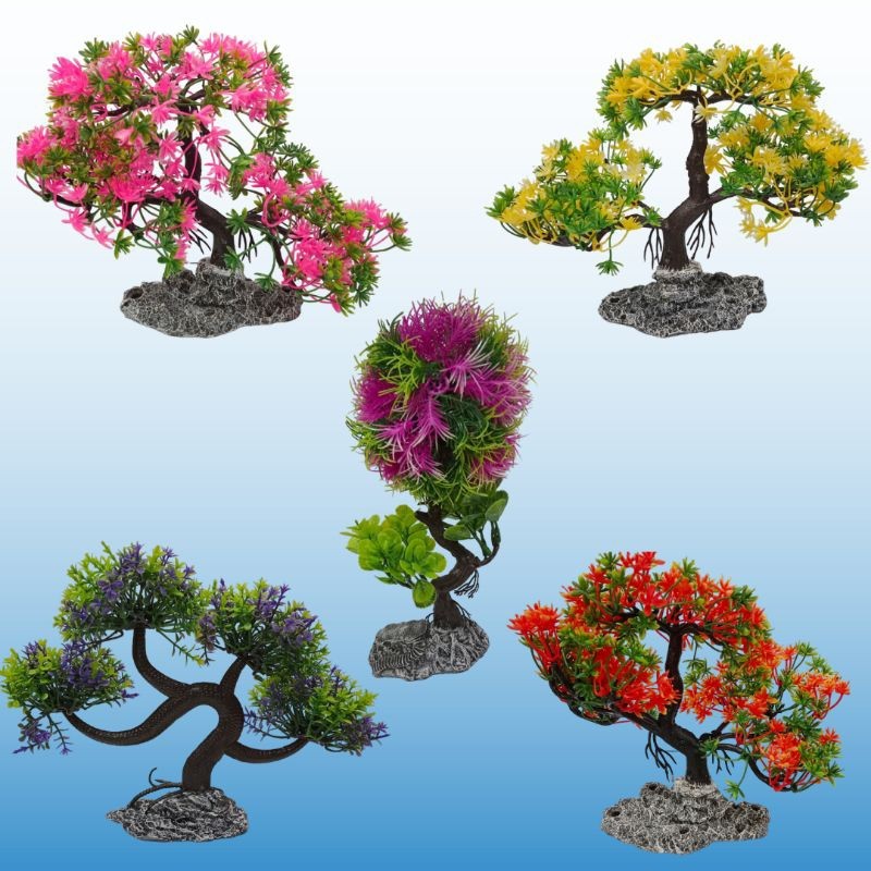 Hiasan Aquarium Aquascape Pohon Bunga Bonsai Sintetis Bonsai Plastik