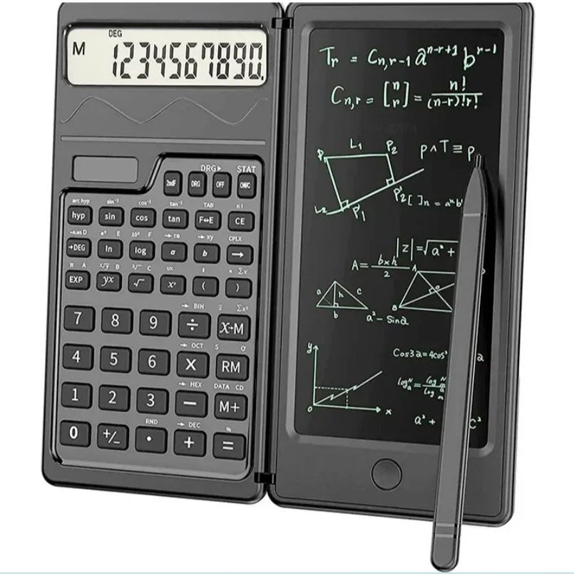 

The scientific calculator and notepad desk three-in-one folng function calculator supports solar energy and button batteries