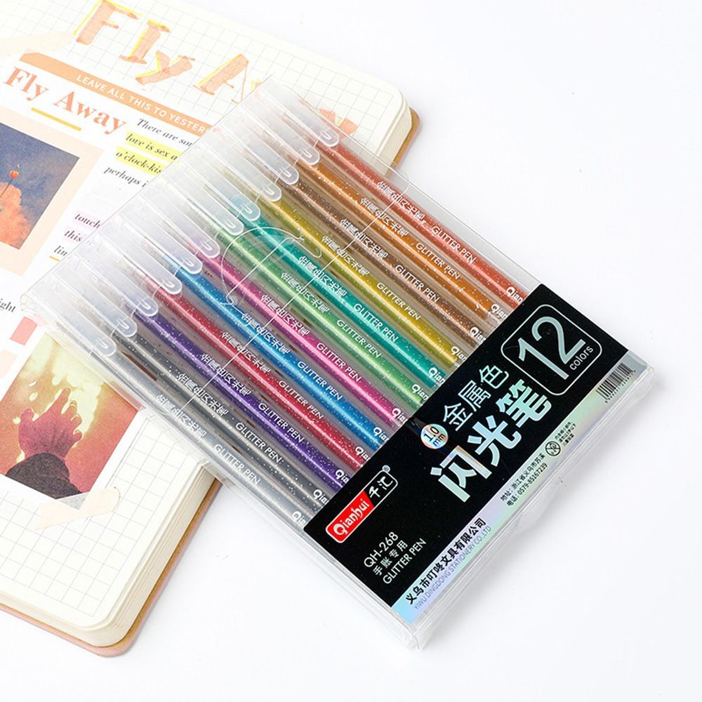

12Pcs School Supplies Stationery Paint Pen Highlighter Pen Color Changing Flash Marker Glitter Gel Pen