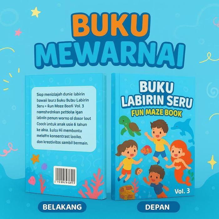 

DpinxAaTivityBuku Gambar Mewarnai [ LABIRIN SERU VOL 3 ] Anak Karakter Lucu – Edukasi & Hiburan Kreatif | Buku Aktivitas Belajar Menggambar untuk PAUD TK SD - A4