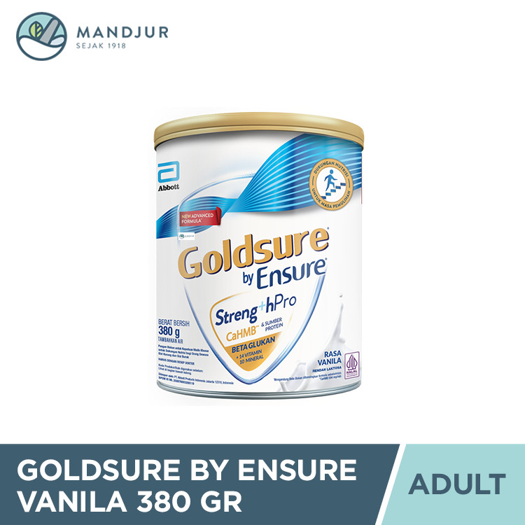 

Goldsure By Ensure Vanila 380 Gram - Susu Penambah Nutrisi Dewasa Selama Masa Pemulihan