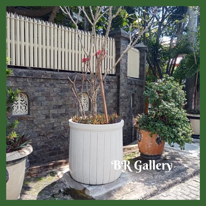 Pot tanaman terazzo gendang garis | Pot teraso -DA