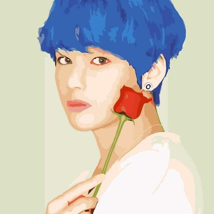 Terbaru DIY painting by number BTS persona 50x40cm lukisan kpop bangtan BTS - BTS  V, Framed