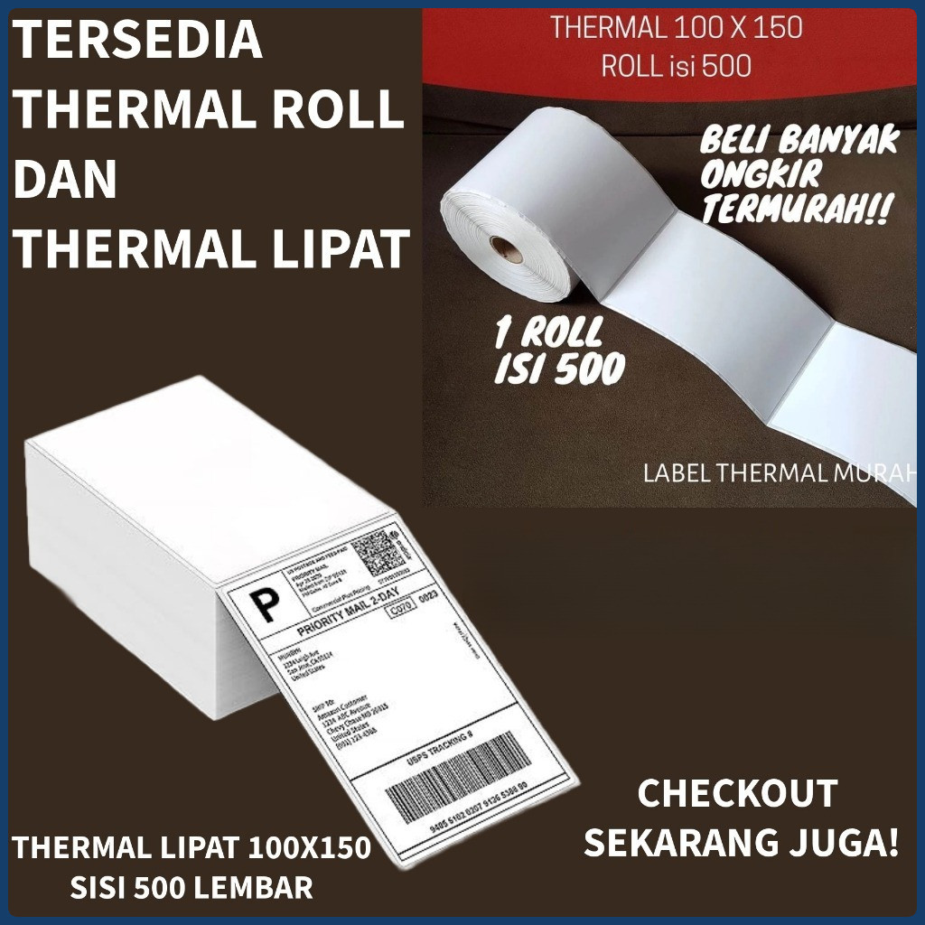 

Thermal Paper Lipat Kertas Printer Thermal / Label Olshop Kertas Thermal Rol 100x150mm Label Resi