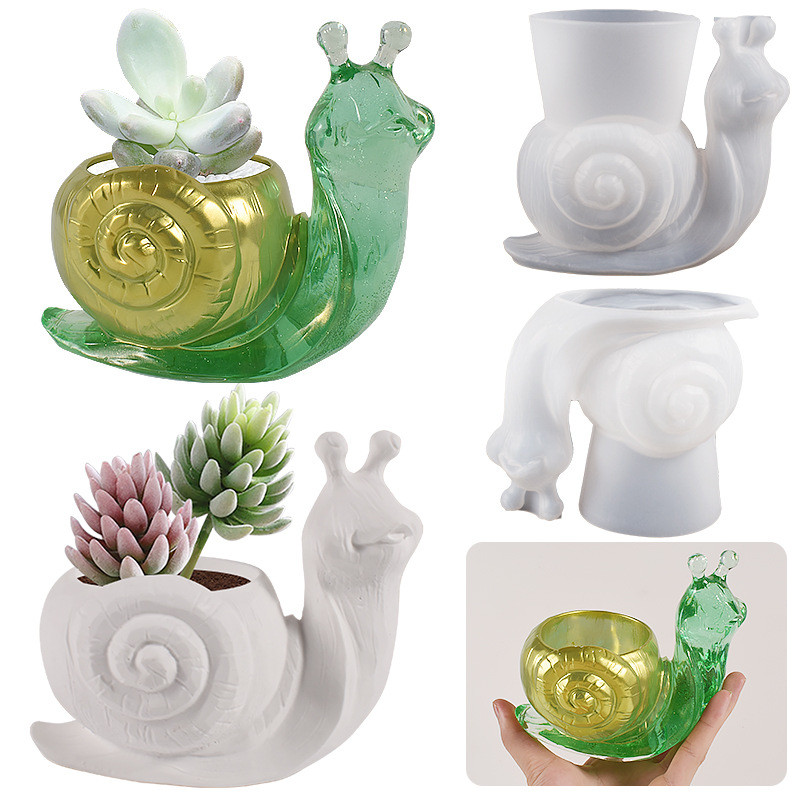 

Snail silicone mold Succulent flowerpot Storage Box Table DIY Crystal Resin Gypsum 3D Stereoscopic Flower Potting Mold