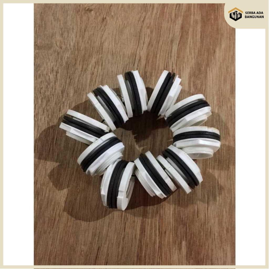 SAB RING TOREN 1 1/2" X 1 1/4 " PVC Karet / Mur Toren / Mur Tandon. Warna Putih 1 1/4 x 1 1/2 / Mur 