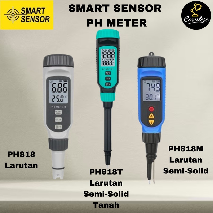 SMART SENSOR pH Meter + Temperature Meter Easy to Use Portable PH818/PH818M Liquid dan Semi-Solid