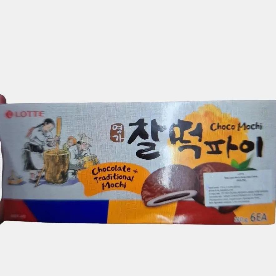 

Lotte Chocolate Traditional Mochi Bolu Lapis Mochi Beras Salut Coklat Import 210gr