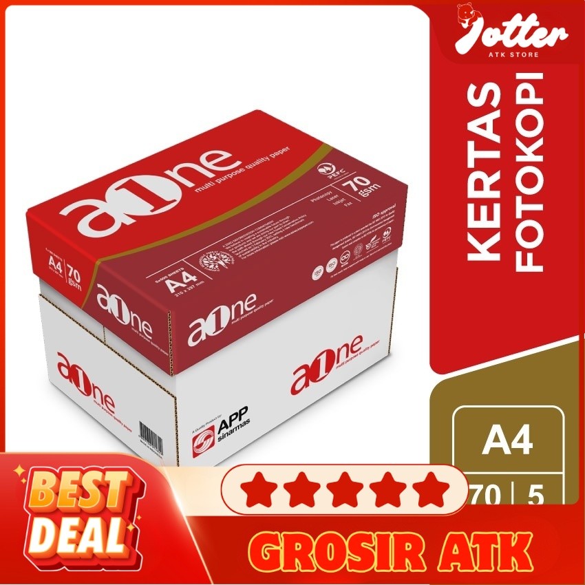 

( 1 DUS ) HVS 70GSM A4 AONE KERTAS WARNA PUTIH | Jotter Grosir ATK