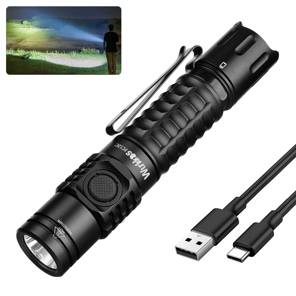 Wurkkos FC12C Tactical Torch 1600 Lumens Rechargeable LED Flashlight 18650 Battery Constant Current 