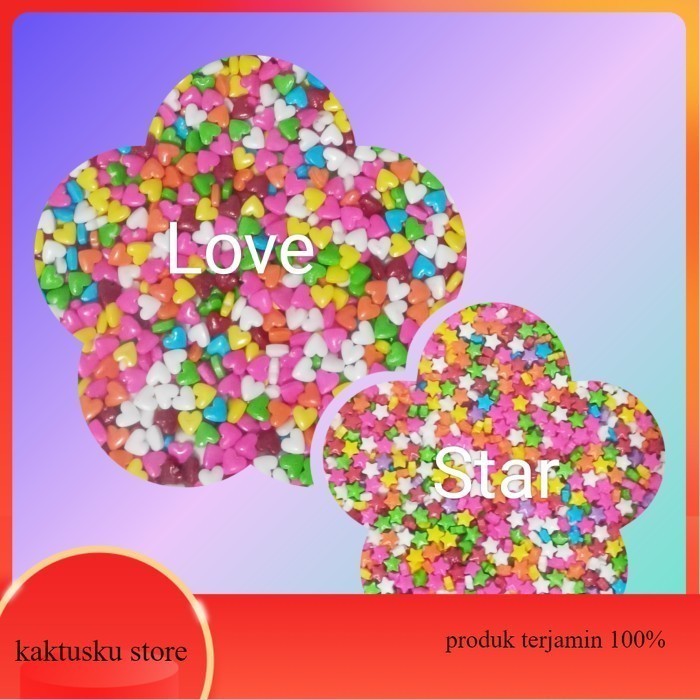 

sprinkle kue love star colour 25 gr/bintang/hati/hiasan kue tar