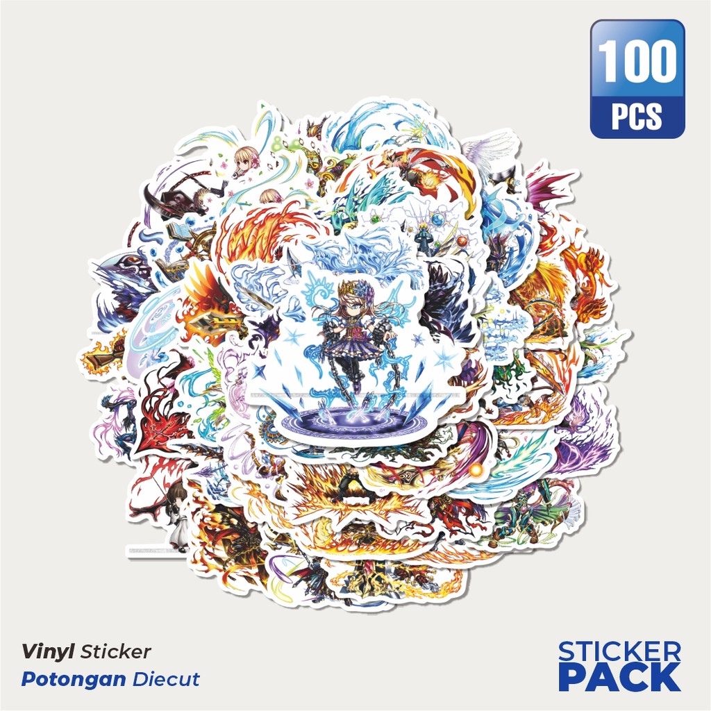 

MURAH 100 PCS Stiker Game Series Brave Frontier Karakter Mix 7 Waterproof Aesthetic- Untuk Laptop, Motor, dan Helm - Paper Stationery Pack
