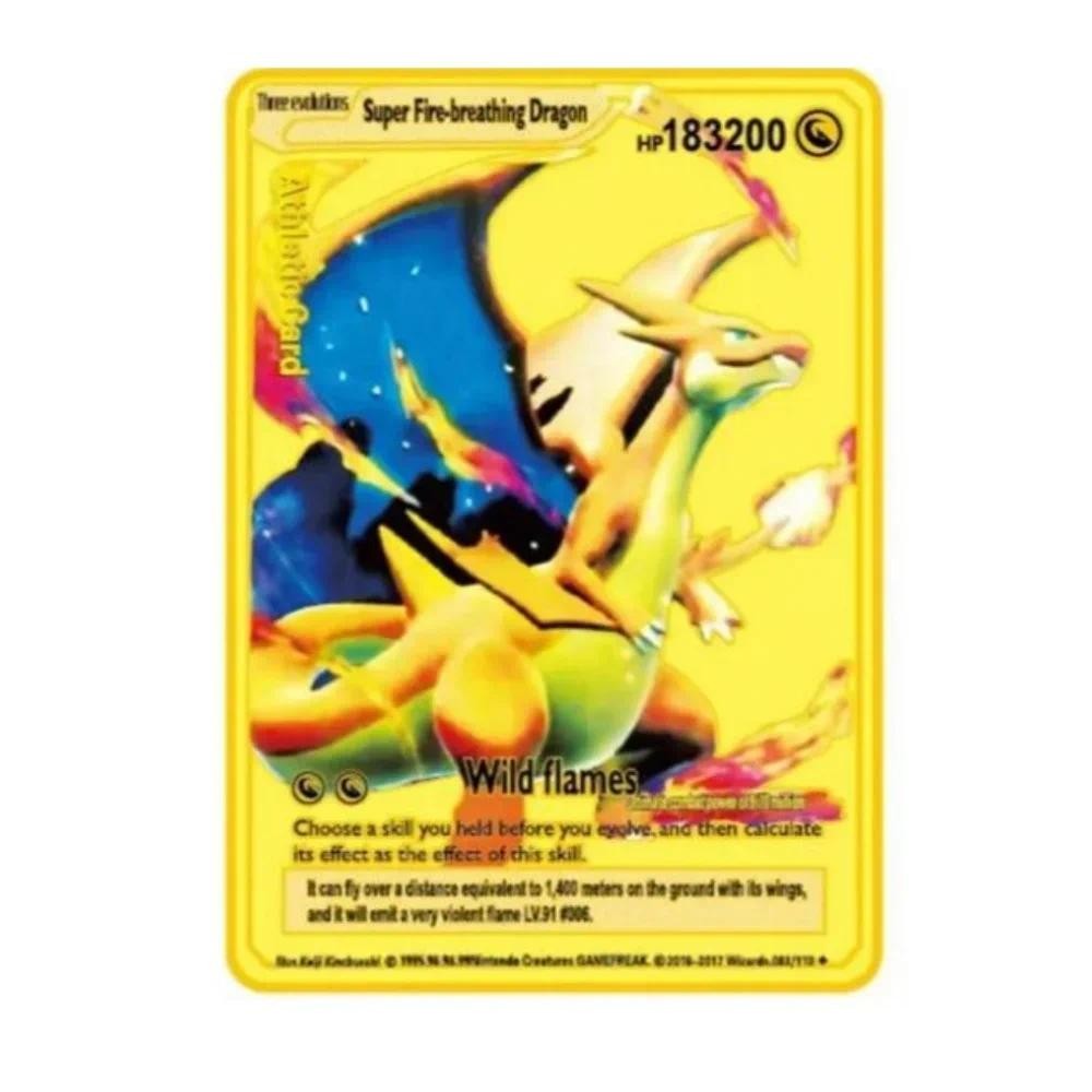10000 points metal card gx vmax pokemon metal cards pikachu charizard gold limited edition kids gift