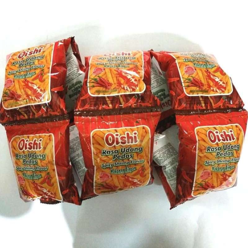 

oishi snack rasa udang pedas eceran 1500 | renceng isi 10 bks