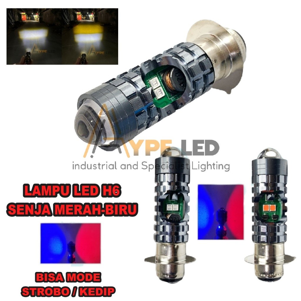 Lampu Utama Led H6 Laser 20 Watt Senja Merah Biru Lampu Motor H6 Led