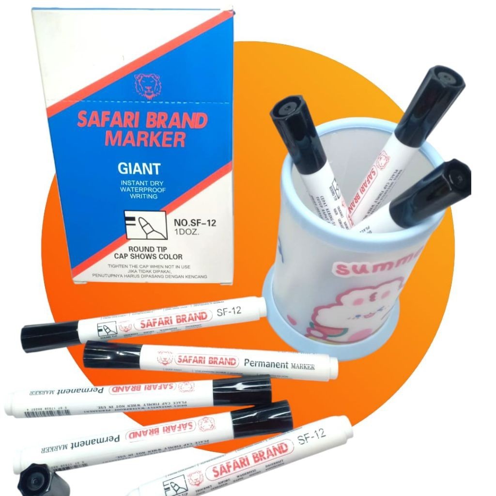 

( READY ) Spidol permanen warna hitam safari SF12 (PAK)