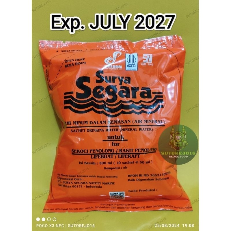 

emergency drinking water MRE ransum tni air minuman darurat mineral water dalam sachet survival water