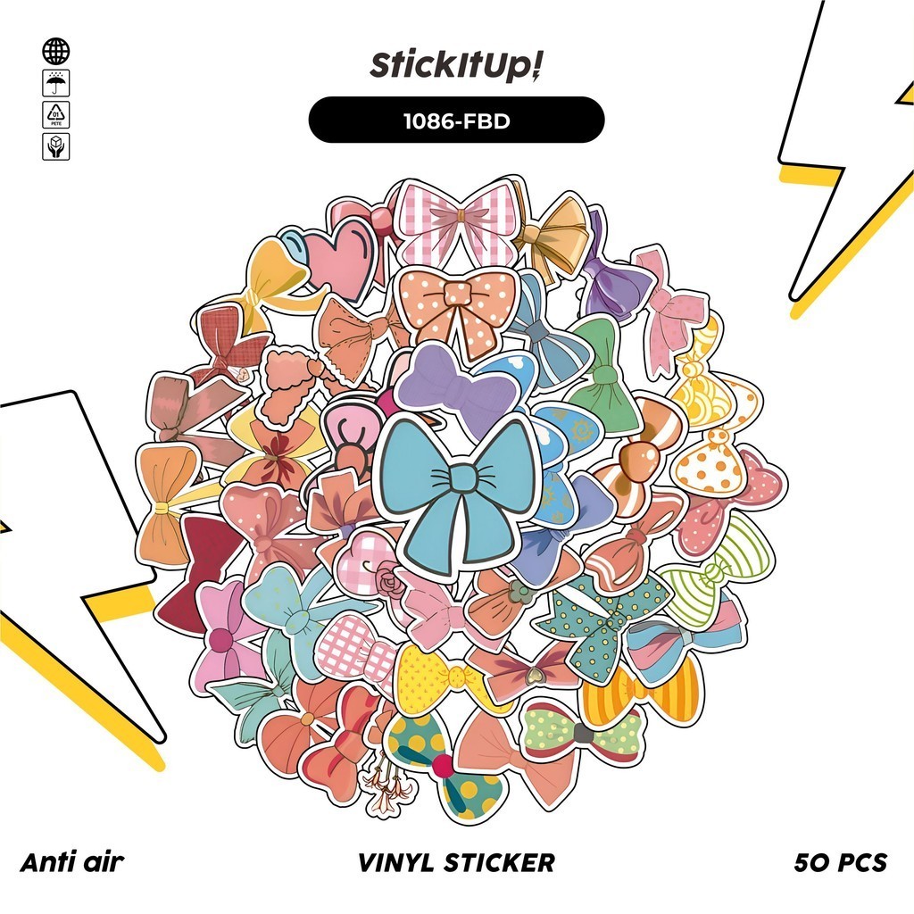 

COD✨ 100 Pcs Stiker Pack Fluffy Bow Design Lucu Lucu Aesthetic Vynil Waterproof untuk Freebies Sticker Buku Journal Casing HP Laptop