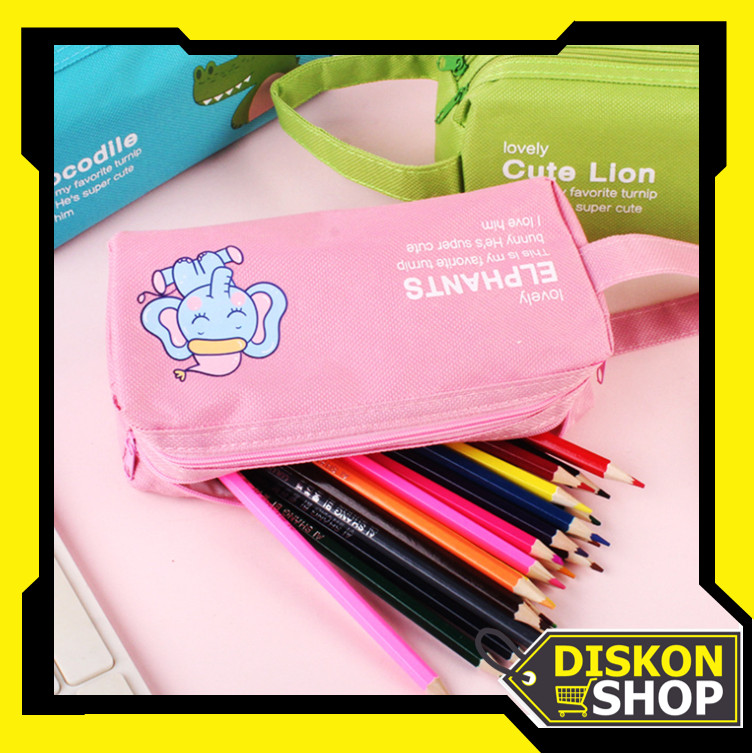 

Diskon Shop - S6249 Pencil Case / Tempat Pensil Hewan Kartun dengan Resleting Ganda