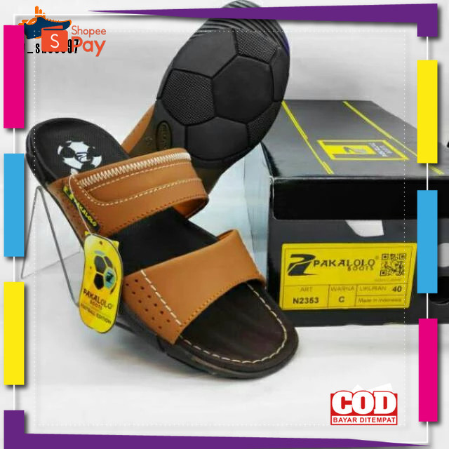 [PREMIUM ORIGINAL] promo Sandal Pakalolo Pria Original Kulit Motif Selop Terbaru Hitam Tan Coklat Te