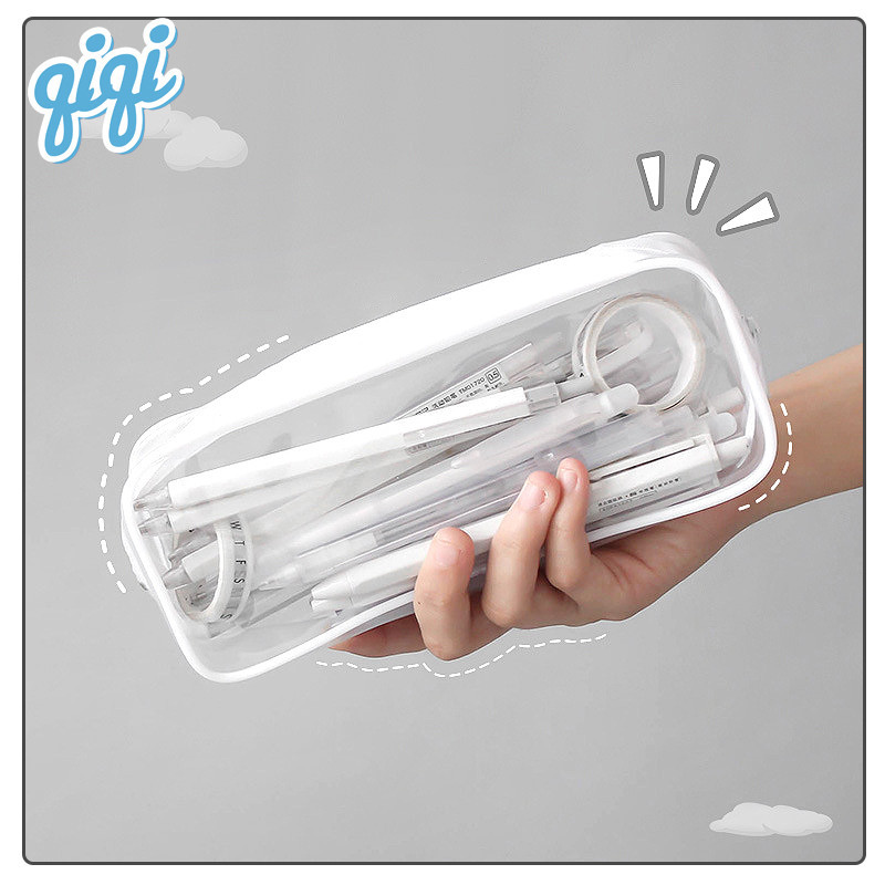 

Kotak Pensil Korea / Tempat Pensil PVC Tas pensil sederhana transparan dengan kapasitas ekstra besar - Qiqi Treasure