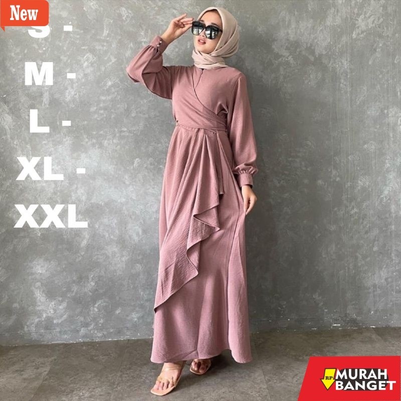 gamis kekinian tahun 2024 RISHA DRESS ,JUMBO CRINCLE AIRFLOW  SIZE S M L XL XXL GAMIS REMAJA KEKINIA