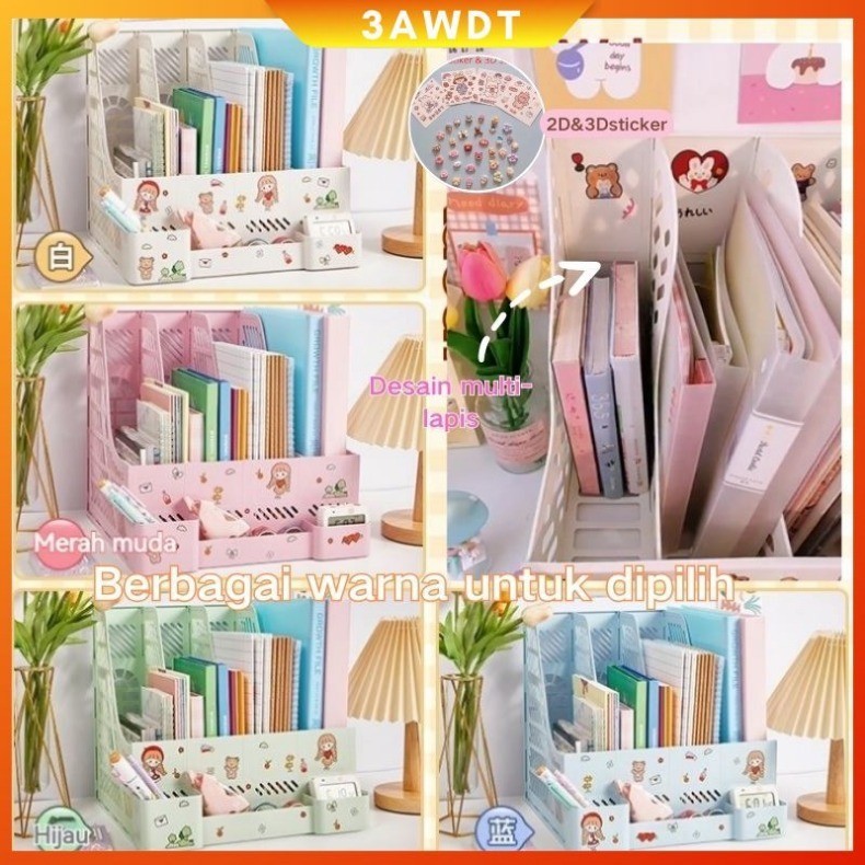 [Stiker Gratis]Desktop Organizer File Organizer Rak Buku Sekat Ins Minimalis Meja Belajar Stationary