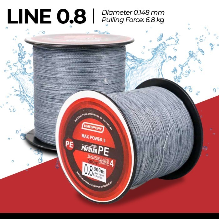 Tali Pancing PE 0.8 Abu Senar Pancing PE Ukuran 0.8 300M Grey