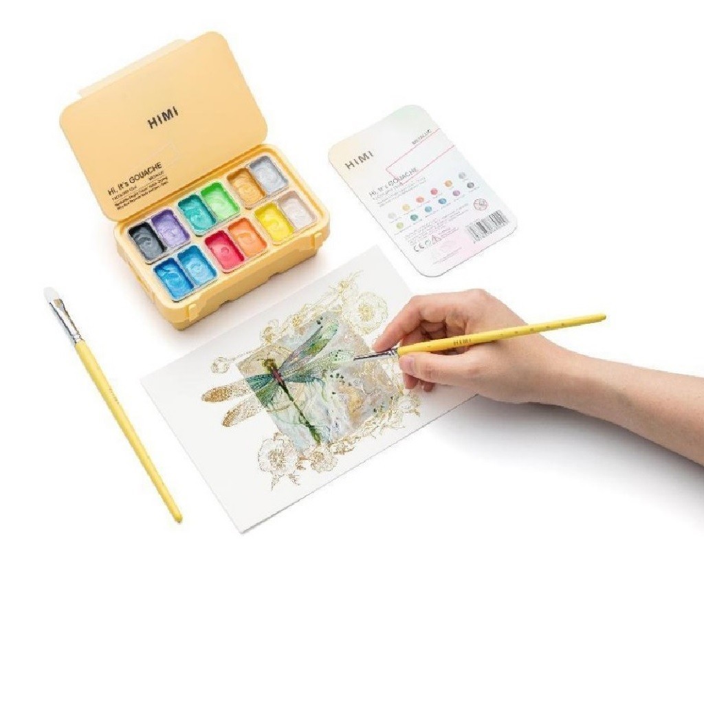 

HIMI Gouache Paint Metallic Set 12 Warna 12ml Cat Lukis Metalik